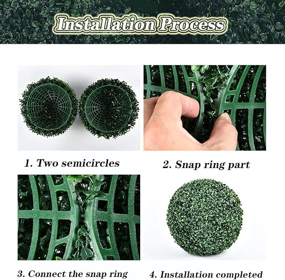 Artificial Plant Topiary Ball Faux Boxwood Decorative Balls Round Dia 12in, Faux Boxwood Decorative Balls, Artificial Grass Plastic Flower Plant, Small Artificial Plants