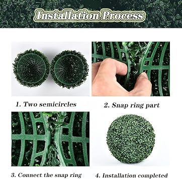 Artificial Plant Topiary Ball Faux Boxwood Decorative Balls Round Dia 12in, Faux Boxwood Decorative Balls, Artificial Grass Plastic Flower Plant, Small Artificial Plants
