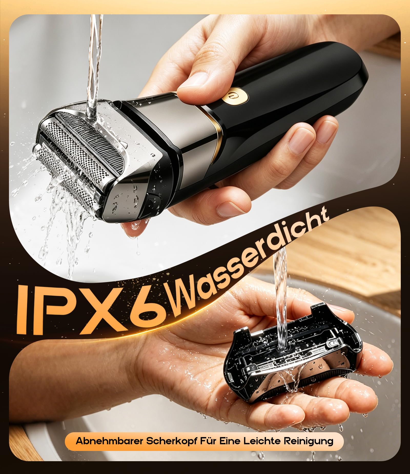 Rasierer Herren Elektrisch, 2-in-1 Elektrorasierer Herren Folienrasierer, 80Min Akku & Reise-Lock, USB-C, IPX7 Wasserdicht, Ultradünne Folie, Präzisionstrimmer, Hochfrequenz-Vibration für Glatte Haut