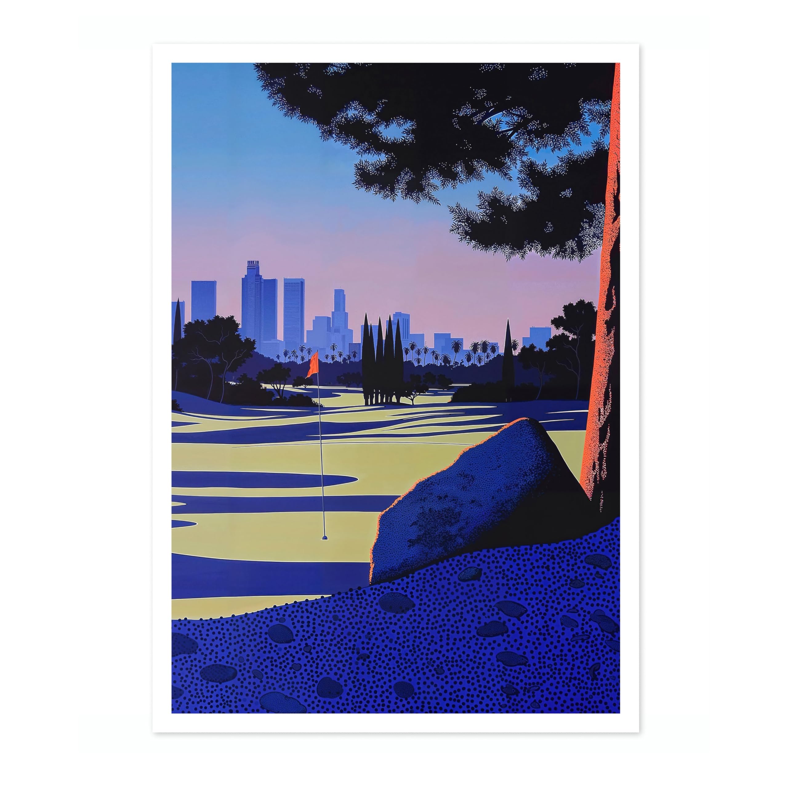 Nine Holes In The City Of Angels Vintage Japanese Vaporwave Poster, Minimalist Retro 90s Colourful Wall Art Print, Modern Home Decor Bedroom Artwork, Archival Matte, 50x70cm (Print Only) - 50x70cm