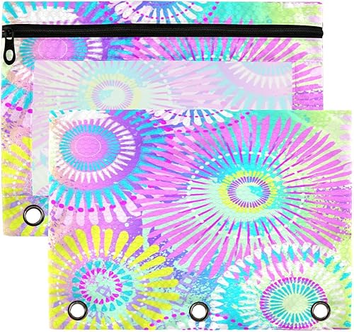 Kcldeci Estuche para lápices para carpeta de 3 anillos, bolsas coloridas de flores para niñas con cremallera a granel, estuche portalápices con