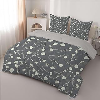FamHarbor EA126 - Edredón reversible (200 x 220 cm, 4 estaciones, para cama de 2 personas, color marrón y edredón de microfibra ultra suave + 2 fundas de almohada, color marrón