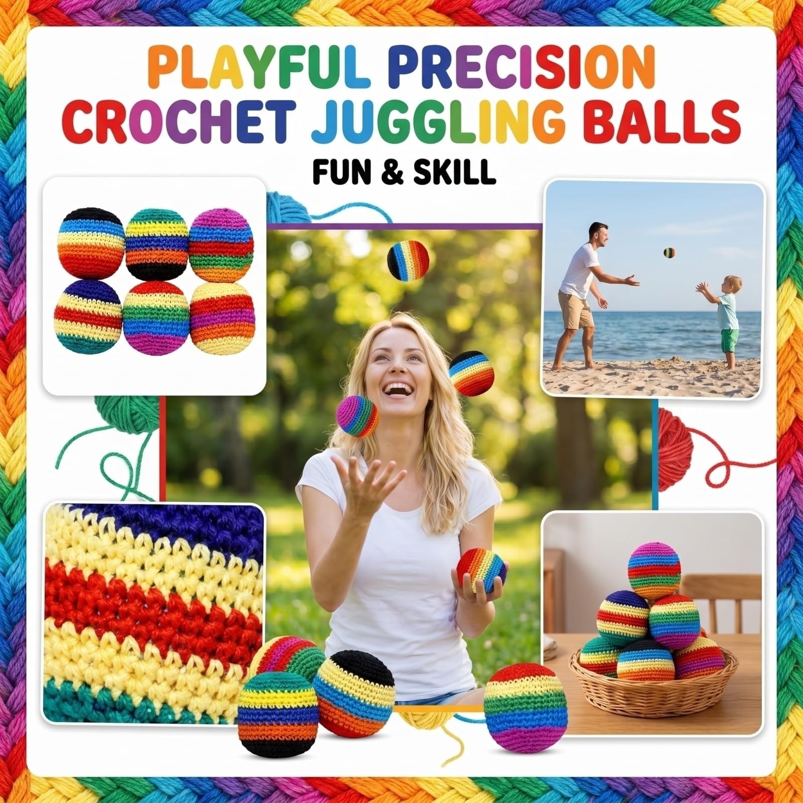 Generisch Hacky Sack Gestrickte Jonglierbälle Erwachsene Footbag Hackisack Bälle Juggling Balls für Anfänger & Profis, 6 Stück