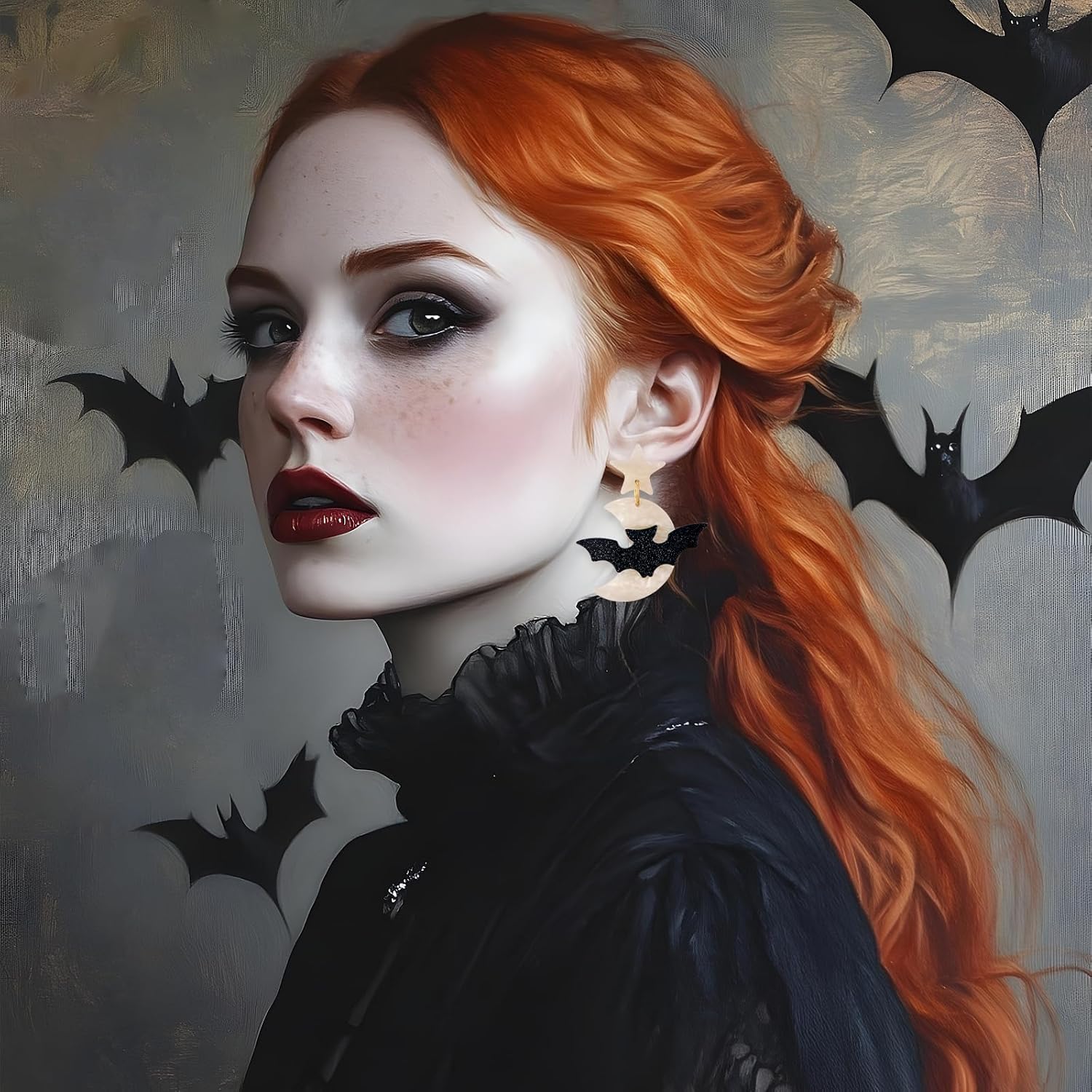 Halloween Earrings for Women Bat Ghost Pumpkin Drop Dangle Earrings Cute Acrylic Halloween Holiday Costume Jewelry - Image 3