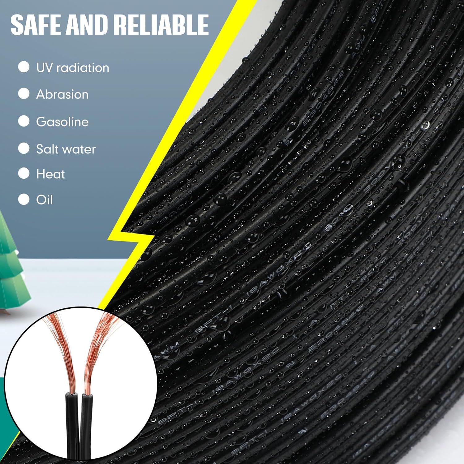 328 Feet Christmas SPT-1 Electric Wire Electrical Christmas SPT-1 Zip Blank Cord Wire Bulk Work with Vampire Plug 7 Amps(Black)