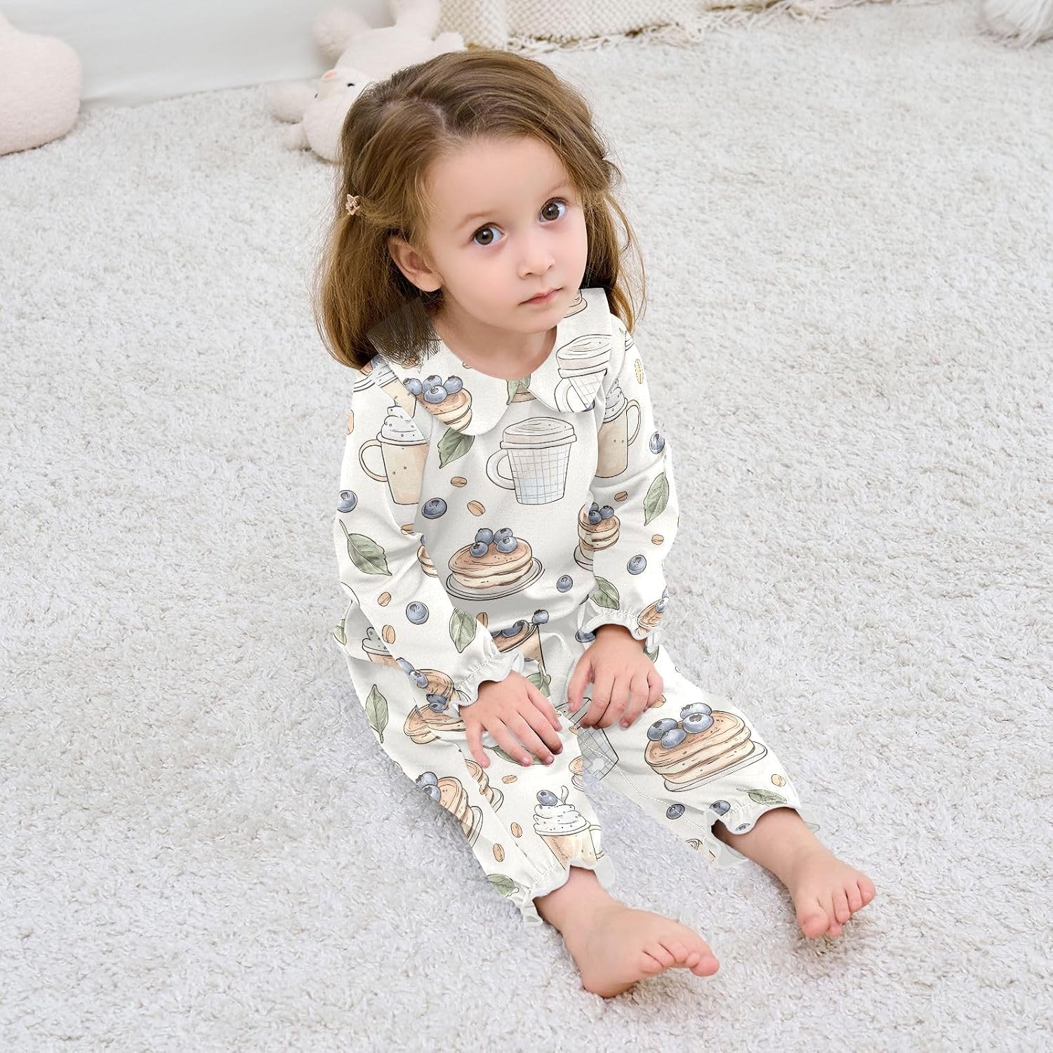 vvfelixl Baby Sleepers Doodle-style Cake Long Sleeve Onesie Girl Baby Clothes for Girl Play One-piece for 0-3 months
