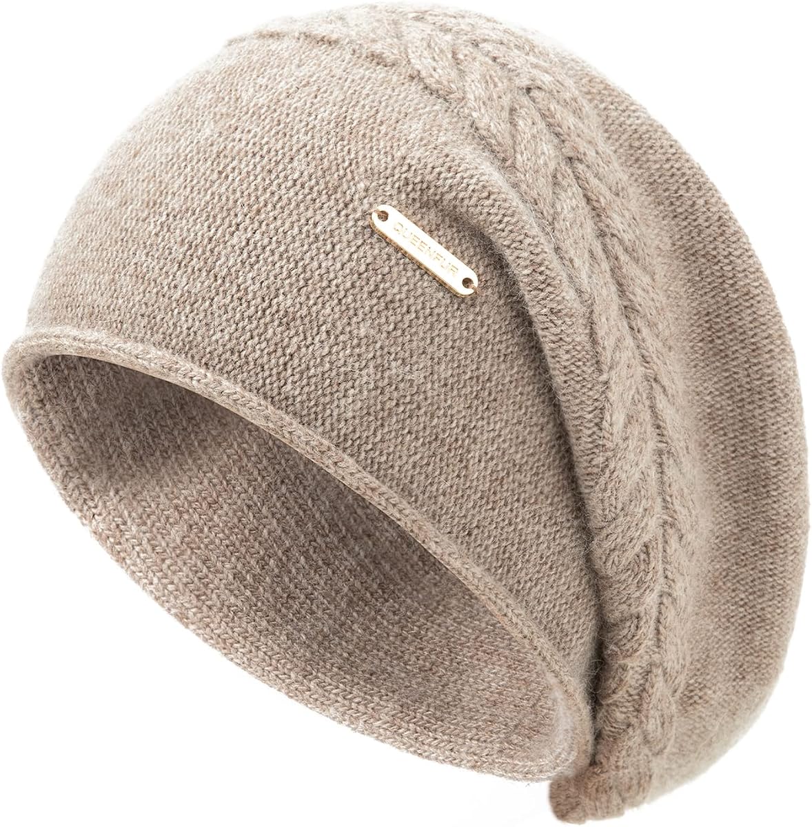 Gorros de punto holgados para mujer, gorro de esquí de cachemira, gorro de invierno suave y cálido de lana tejida