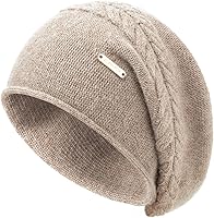 QUEENFUR Women's Slouchy Knit Beanie Hat - Cashmere Wool Blend Soft Warm Winter Ski Cap, 15 Colors