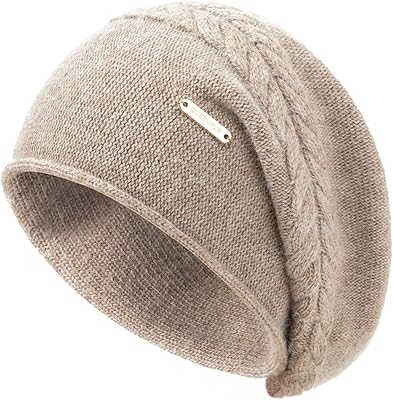 QUEENFUR Knit Slouchy Beanie Hats for Women Cashmere Ski Cap Knitted Wool Soft Warm Winter Hat