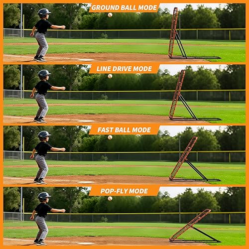 Miniatura 5 de Red de rebote de béisbol, entrenador portátil de rebote para béisbol y sóftbol con 4 ángulos de retorno ajustables, herramienta de práctica de 4 x