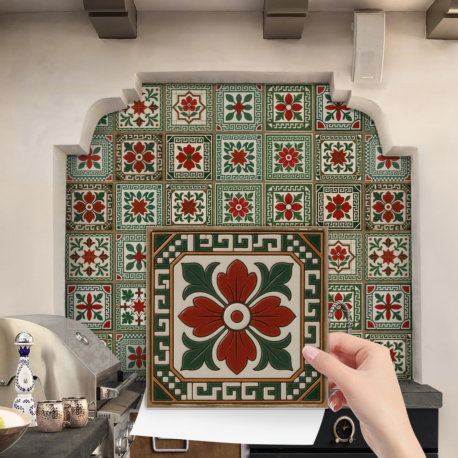 Tile Stickers Brown Mosaic Stick On Tiles,PVC Floor Tiles Self Adhesive,Waterproof & Oil-Proof Peel and Stick Wall Tiles,Stick On Tiles Kitchen,DIY Backsplash Decor 24 PC(15x15cm)