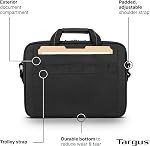 Targus 15–16” Classic Slim Briefcase – Lightweight Laptop Bag with Padded Compartment, Trolley Strap, Organizer Pocket & Shoulder Strap – Fits up to 16” Laptops - TCT027US