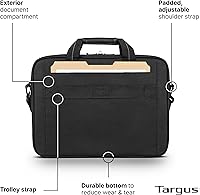 Vista 5 de Targus Classic Slim Laptop Bag - Ergonomic Briefcase and Messenger Bag - Spacious Foam Padded for Laptops and Under