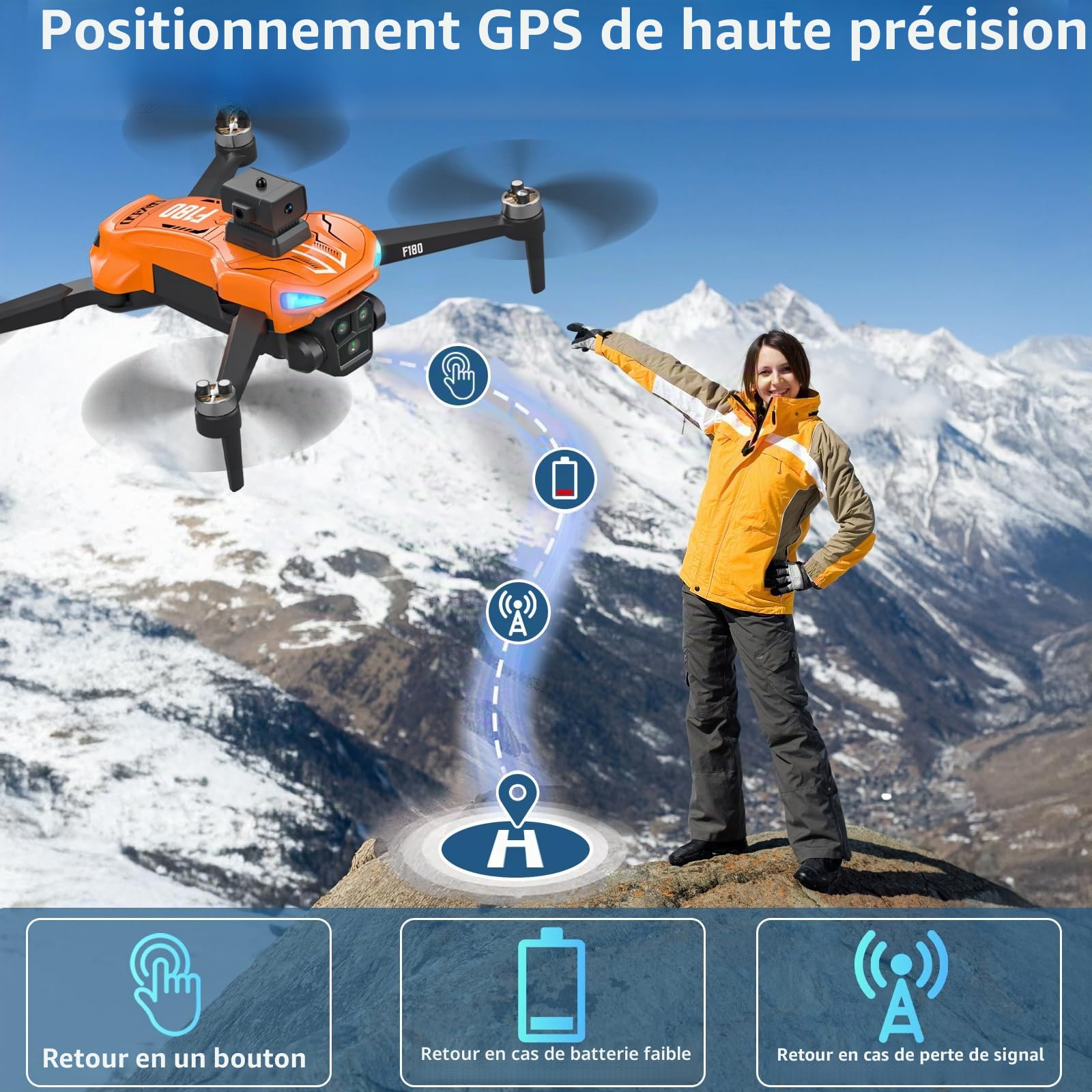 Drone GPS avec Caméra 4K, Évitement d'Obstacles Automatique, Quadricoptère Pliable, Lentille Ajustable à 90°, 23 Min de Vol avec Écran de Télécommande 4,5" - pour Débutants, Enfants et Adultes
