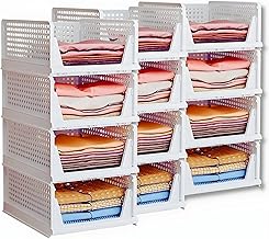 HM 12 Pcs Large Clothes Organizer For Wardrobe | Stackable Wardrobe Almirah Organizer Box For Storage Clothes | Shirt | Dress | Saree Organizer For Closet Cupboard Almira | White