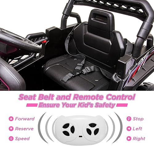 Miniatura 5 de Nasitip - Camión infantil de 12 V con control remoto para padres, suspensión de resorte, luces LED, puerto auxiliar, música (rosa, sin tienda)