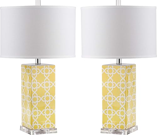 SAFAVIEH Lighting Collection Quatrefoil - Juego de 2 lámparas de mesa modernas y contemporáneas de 27 pulgadas para dormitorio, sala de estar,