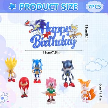7Pcs Soni Cake Topper, Soni Figures Cake Decoration, Cartoon Theme Birthday Decorations For Kids