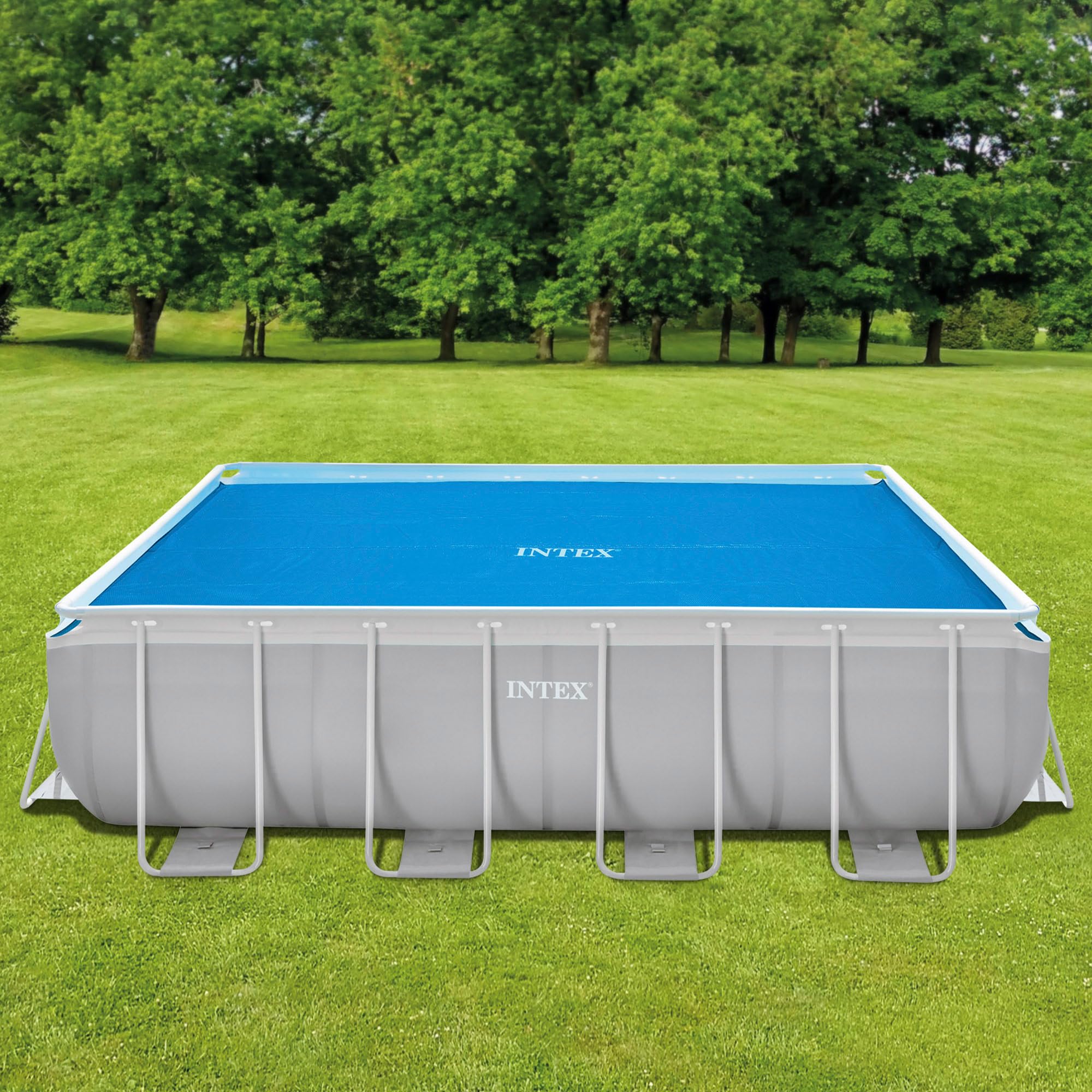 Intex Solarabdeckplane für Ultra Frame rechteckig 400 x 200 cm, Stärke 160 Mikron, Fertigungsmaß: 378 x 186 cm, 28088, Blau
