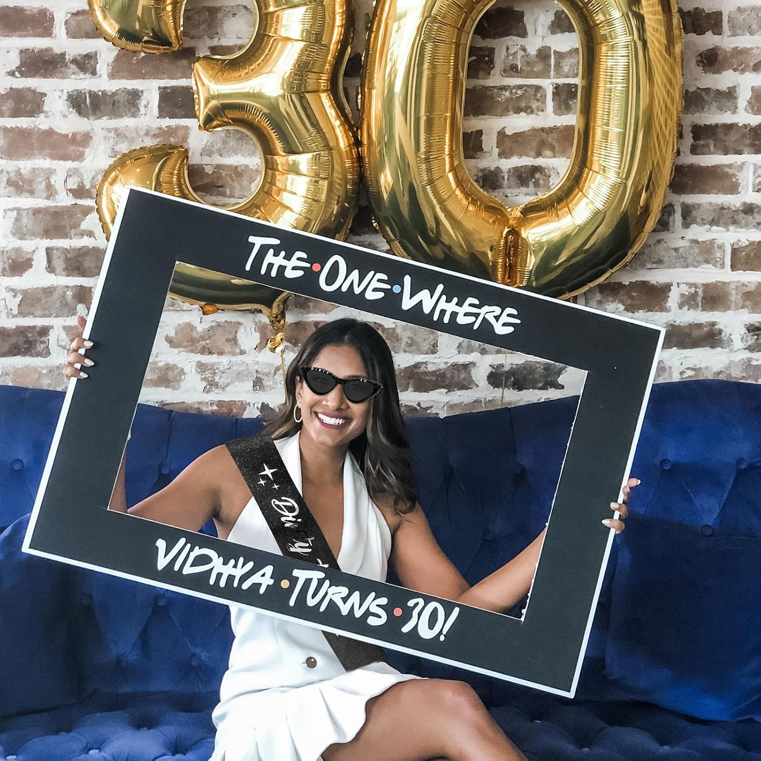Chanaco Dirty 30 Birthday Sash and Sunglasses for Women 30th Birthday decorations for Her Rip to My 20s Set Black Glitter Sash Gift Outfit for Party Decoration
