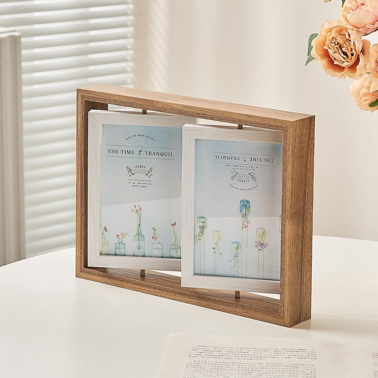 Octdays 4x6 Rotating Floating Picture Frames, Double Sided