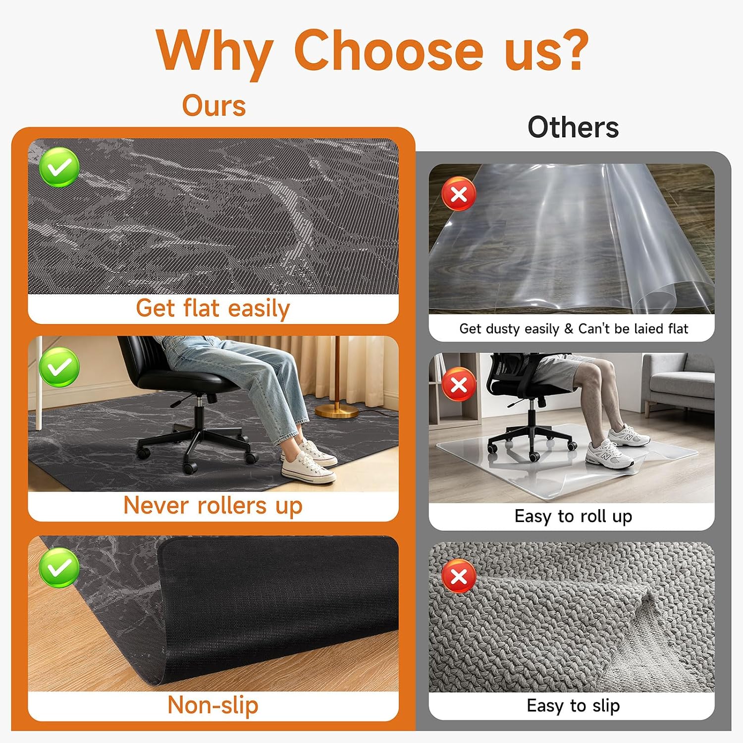 Vaukki Office Chair Mat for Hardwood, 36" x 48" Coffee Computer Floor Mat