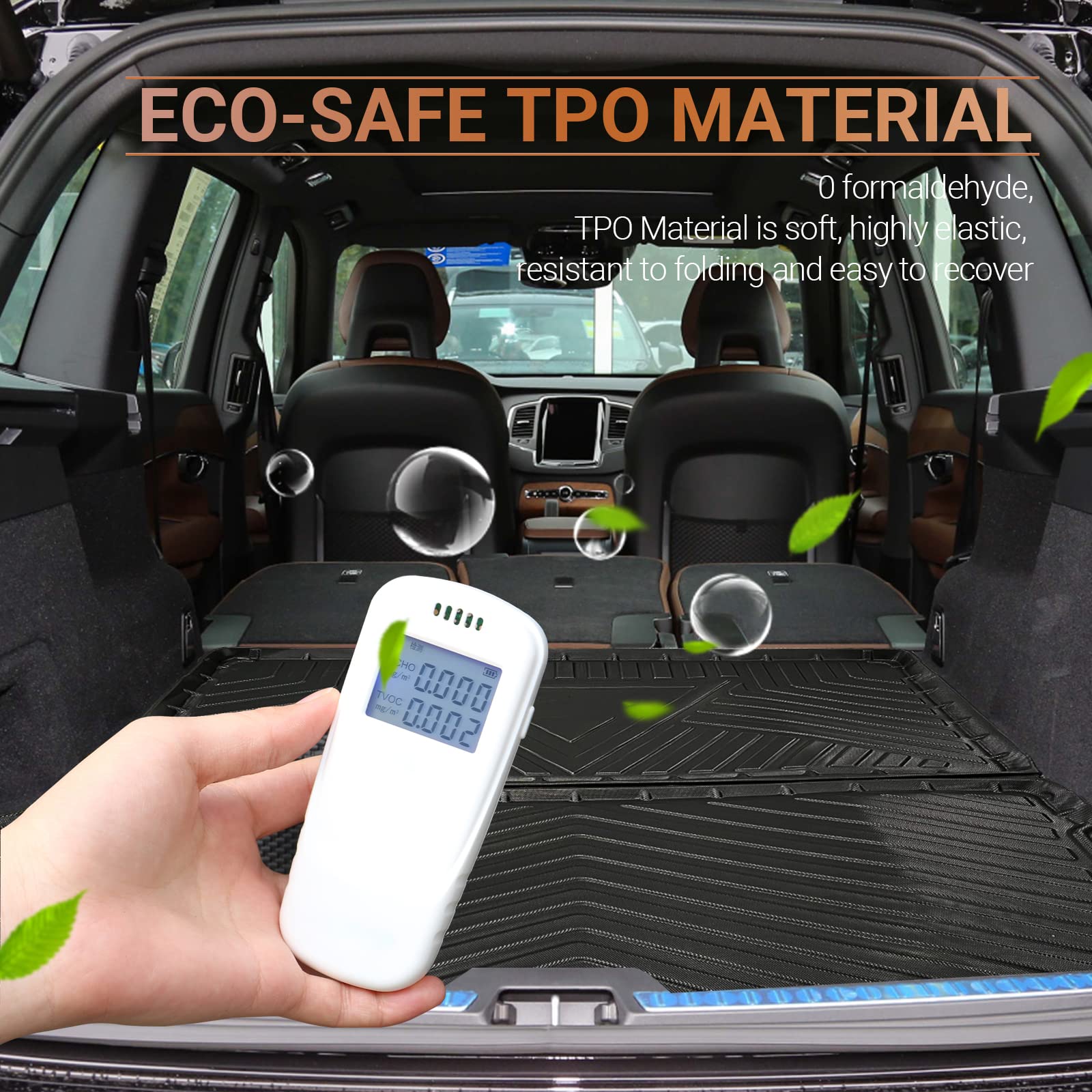 YEE PIN pour Volvo XC90 2015-2025, Tapis de Coffre en Caoutchouc - Volvo XC90 Caoutchouc - Tapis de Coffre antidérapant - XC90 Accessoire de Voiture - Transport XC90 Tapis