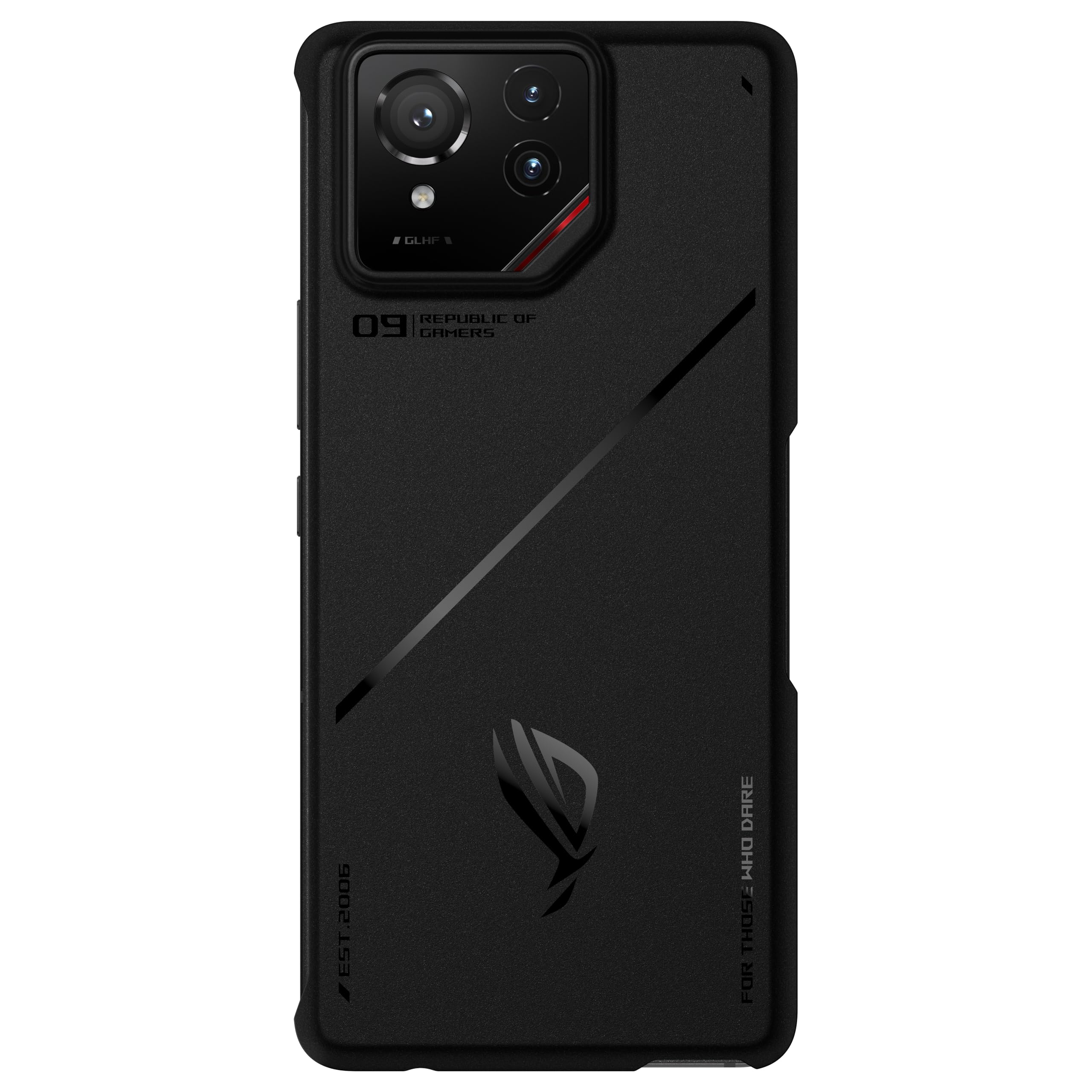 ASUS ROG Chill Case/Solid Black/Height 6.6 inches (167.07 mm) x Width Approx. 3.1 inches (79.7 mm) x Depth Approx. 0.6 inches (15 mm) / Weight: Approx. 1.3 oz (36 g) / Main Material: PC (Polycarbonate