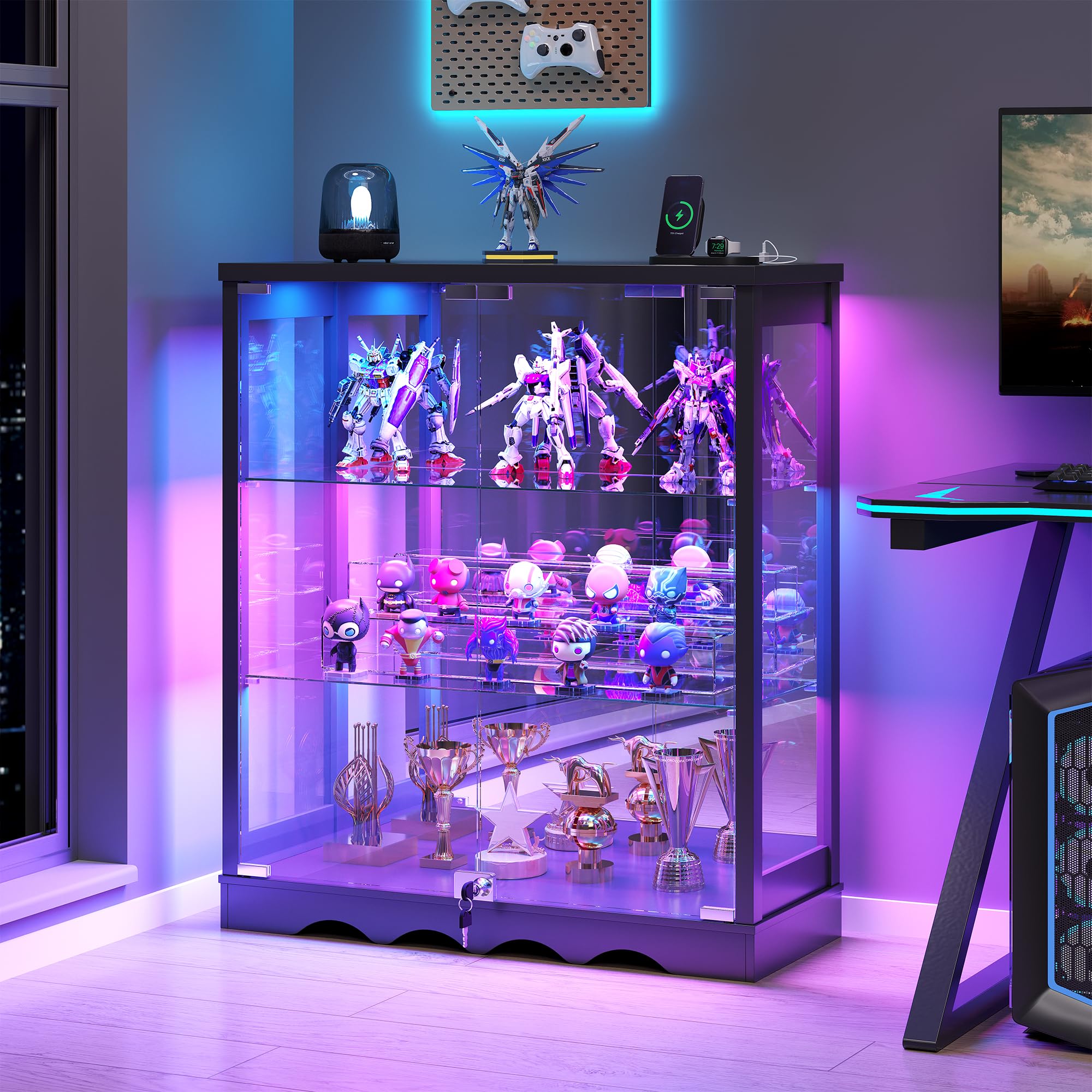 TAGELIER Glasvitrine Stehend mit LED Beleuchtung 80001+97119