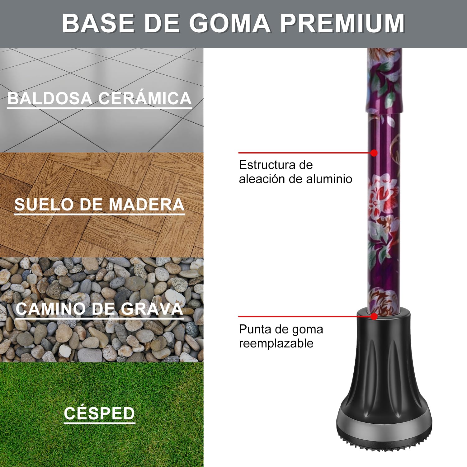 supregear Bastón para Caminar – Bastón Ajustable y Colapsable Compacto Plegable, Unisex, Punta Resistente Todo Terreno y Mango en T Ergonómico Suave para Personas Mayores y Adultos