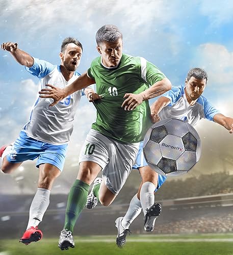 Miniatura 6 de Balones de fútbol para niños Pee Wee Pelota oficial de primera calidad con patrón hexagonal reflectante de arcoíris, duradera para entrenamiento en