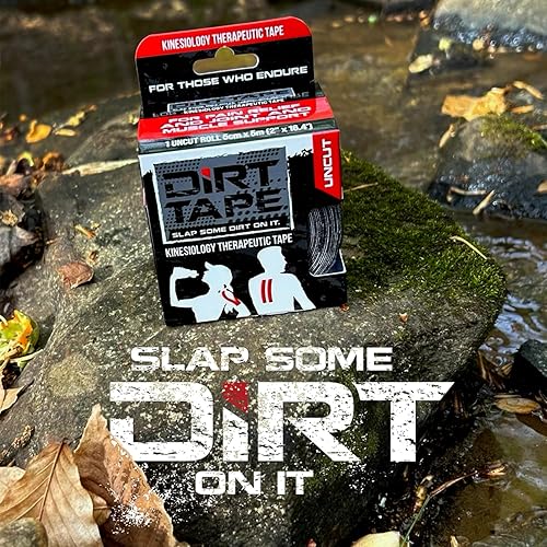 Miniatura 8 de DIRT Tape, Algodón de alta calidad, cinta elástica de kinesiología, 1 rollo continuo sin cortar (16.4 pies de largo). Sin látex, hipoalergénico,