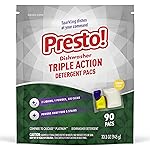Amazon Brand - Presto! Triple Action Dishwasher Pacs, Lemon Scent, 90 Count