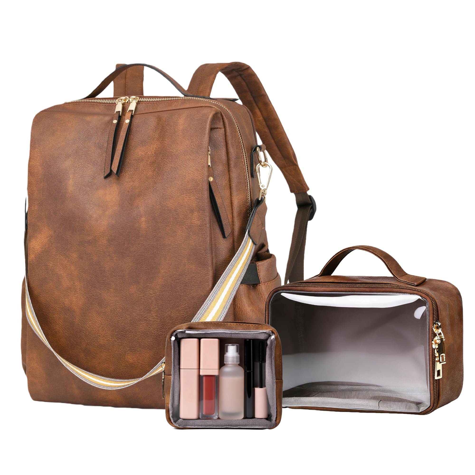Dora Liz Laptop Backpack for Women Leather Travel Backpack with 15 6 Inch Laptop Compartment College Work Computer