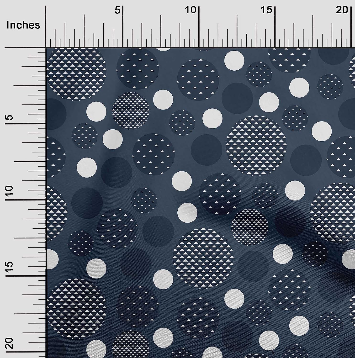 oneOone Cotton Flex Blue Fabric Geometric & Polka Sewing Fabric By The Yard Printed DIY Clothing Sewing Supplies 40 Inch Wide