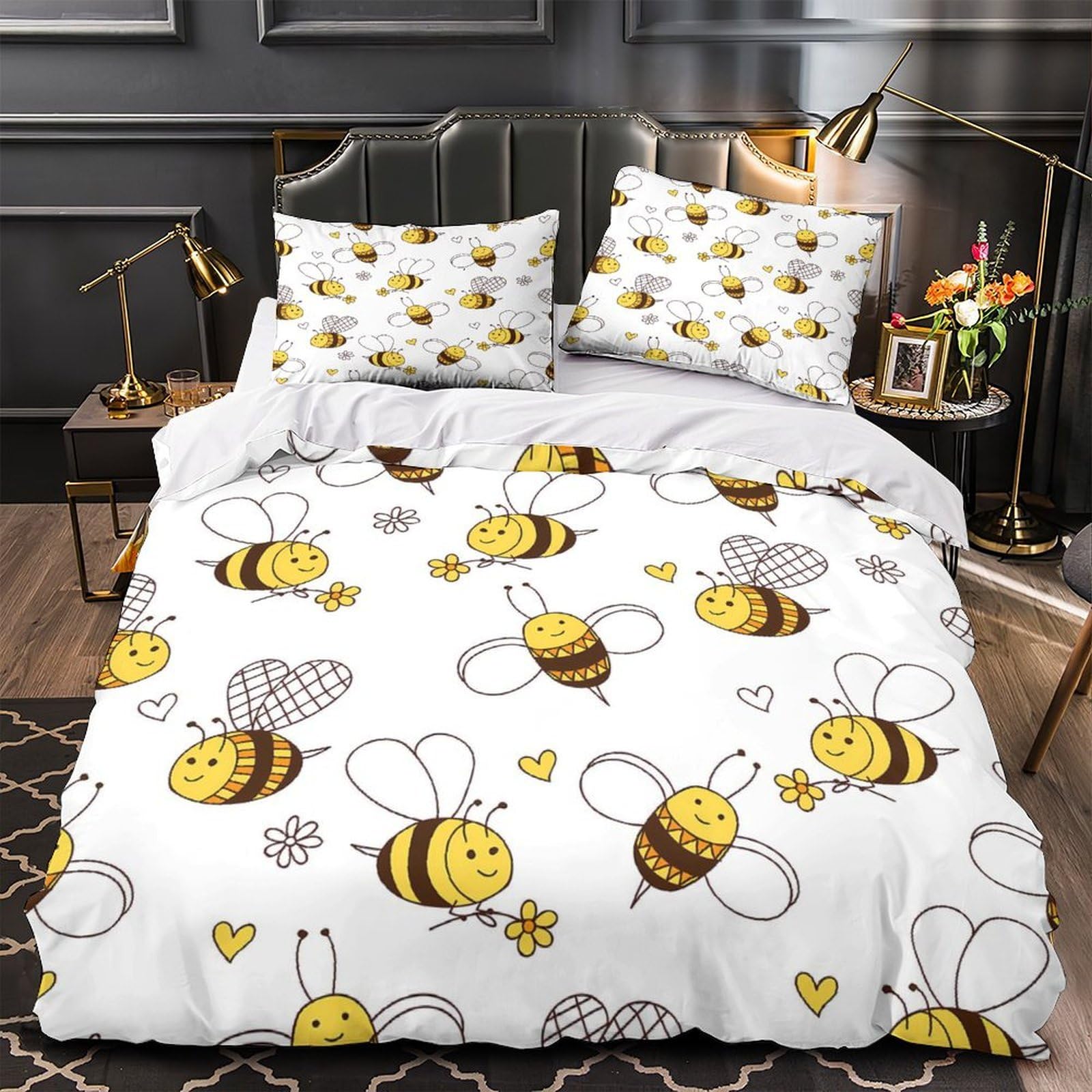 Housse de couette abeille 3D anti-tache et résistante pour protéger votre literie double 200x200