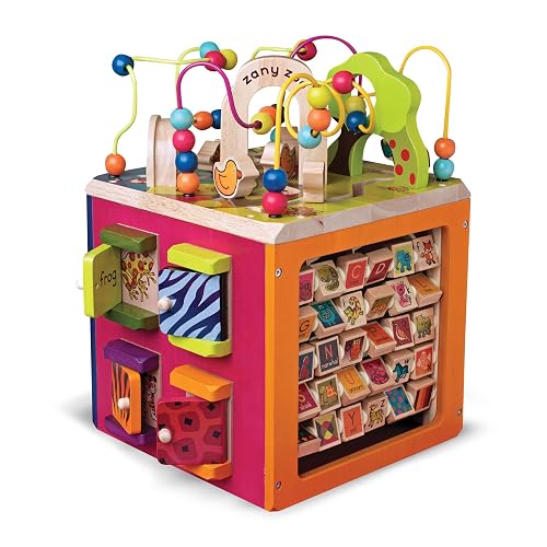 B. toys Wooden Activity Cube Activity Center Zany Zoo