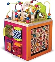 B. Toys Zany Zoo Wooden Activity Cube - Educational Toddler Toy with Bead Maze, Spinners & Rollercoaster for 1+ Years
