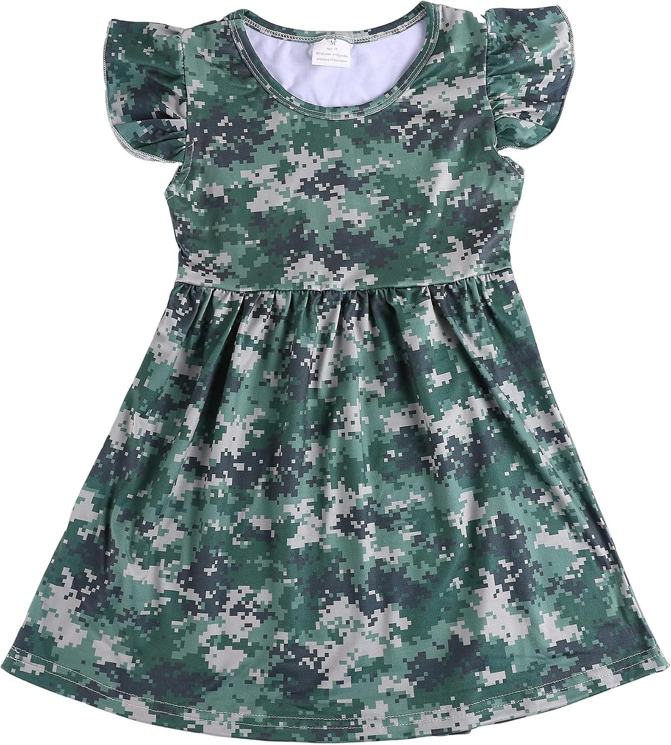 Toddler Girls Dress Cartoon Casual Print Dresses Flutter Sleeve Outfits 2-8Y