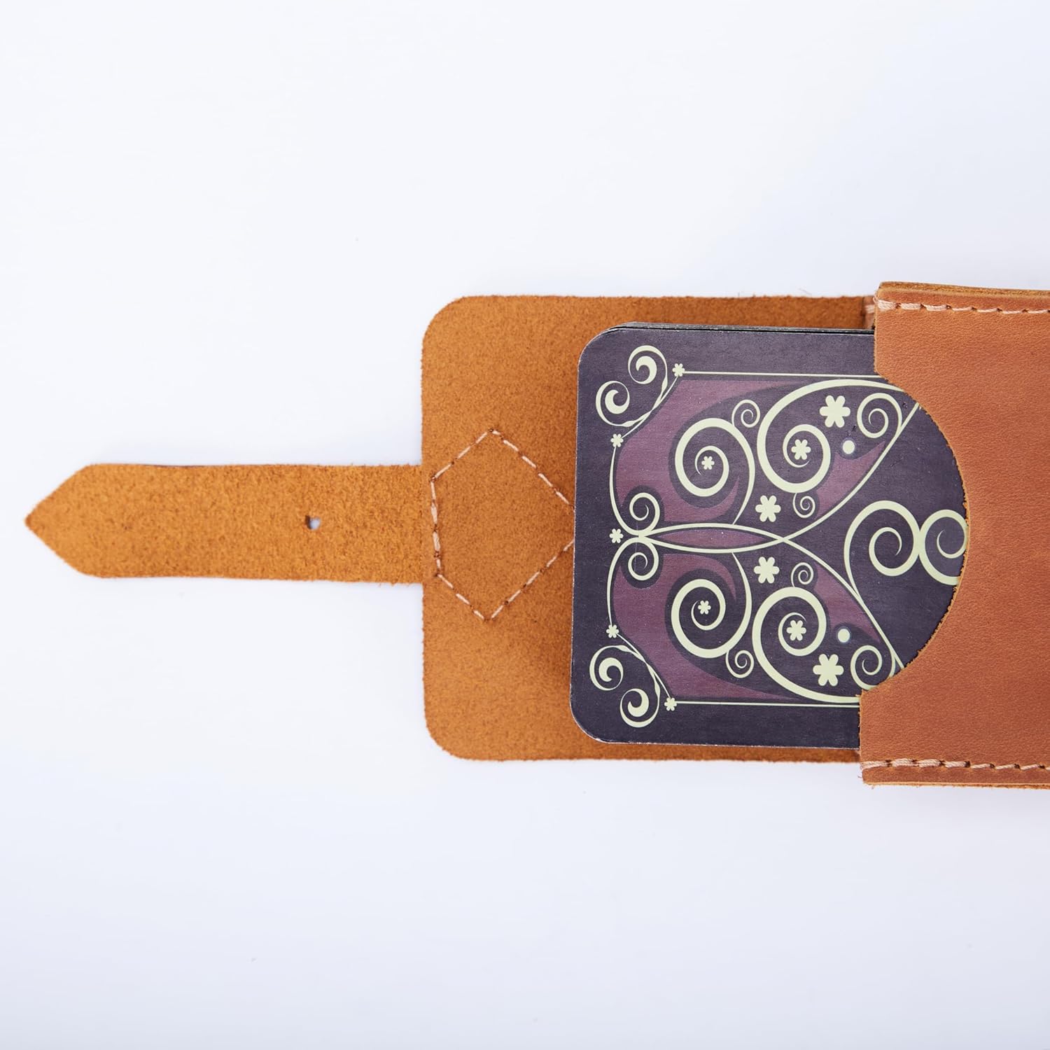 INCARNE Leather Tarot Carrying Bag - Tarot Card Holder for Most Standard Tarot Cards, Vintage Genuine Leather, Cognac