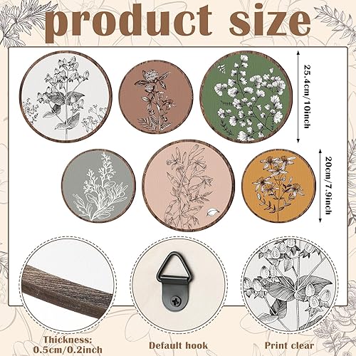 Miniatura 2 de Barydat 6 piezas de decoración de pared de plantas bohemias de madera, estilo bohemio, rústico, bohemio, para colgar en la pared para dormitorio,