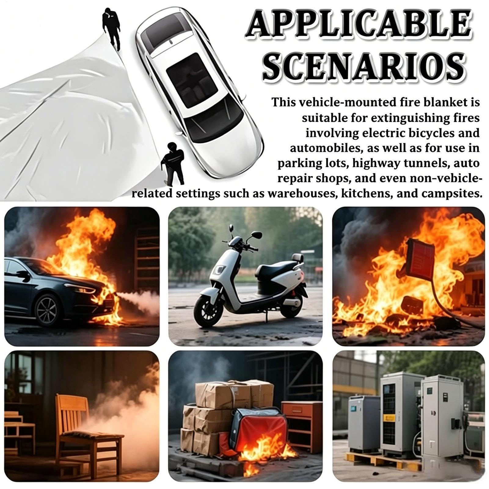 Coperta Di Sicurezza Scudo isolante ignifugo multiuso riutilizzabile con | Coperta Protettiva Antifiamma Per Auto E Casa, Per Fumatore, Esterno, Emergenza, E Cucina