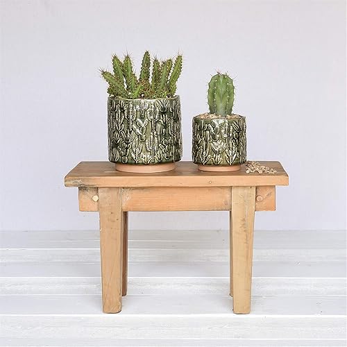 Miniatura 3 de HomArt 3744-3 - Maceta de cerámica con motivo de cactus, 5 pulgadas de altura, pequeña, verde, 5 x 5 x 5 x 5 x