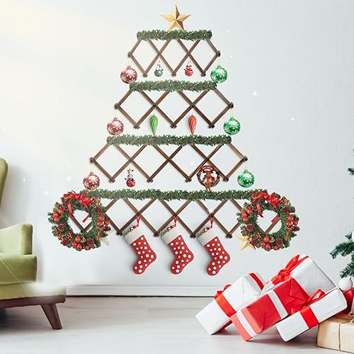 Vista 9 de WGFKVAS 2 Pack Accordion Hat Rack for Wall - Expandable Coat Rack & Wall Mounted Hat Holder - Wooden Wall Hanger with 10 Peg Hooks for Coats