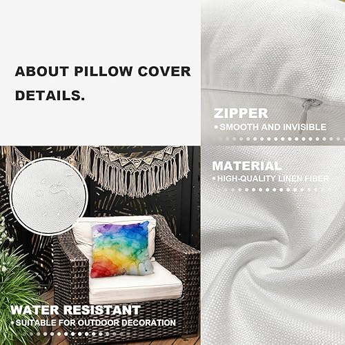 Miniatura 6 de Shrahala Beige Mandala Chakra Outdoor Throw Pillow Cover, Mandala Square Indoor Pillows Water Resistant Linen for Bedroom Living Room Set of 2 (16 X