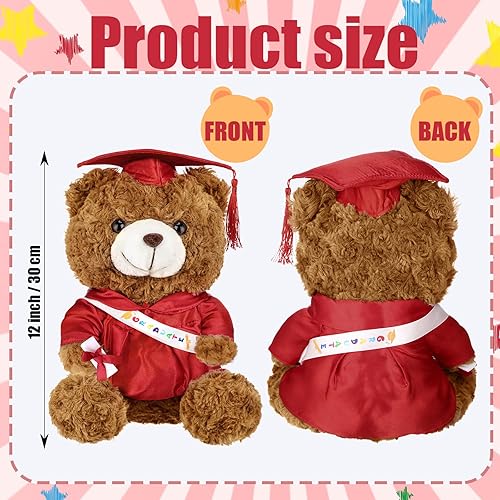 Miniatura 9 de 2 piezas de oso de peluche de graduación clase de 2024, juguetes de peluche de oso de graduación con gorro de graduación para jardín de infantes,