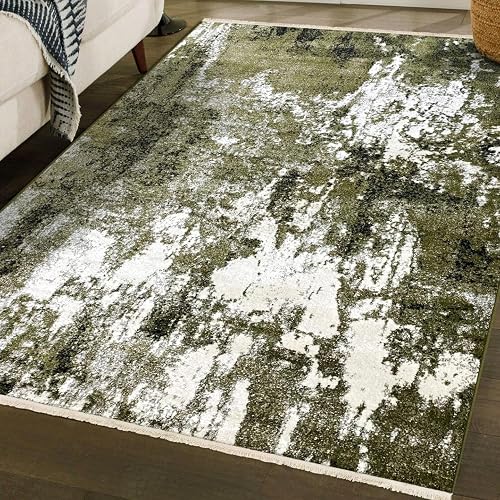 LUXE WEAVERS Abstract Fringed Area Rug Green 5x7