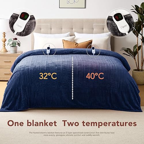 Vista 243 de Homemate Manta térmica eléctrica de 50 x 60 pulgadas, manta térmica de 1/2/4/6/8 horas de apagado automático, 10 niveles de calor, protección contra