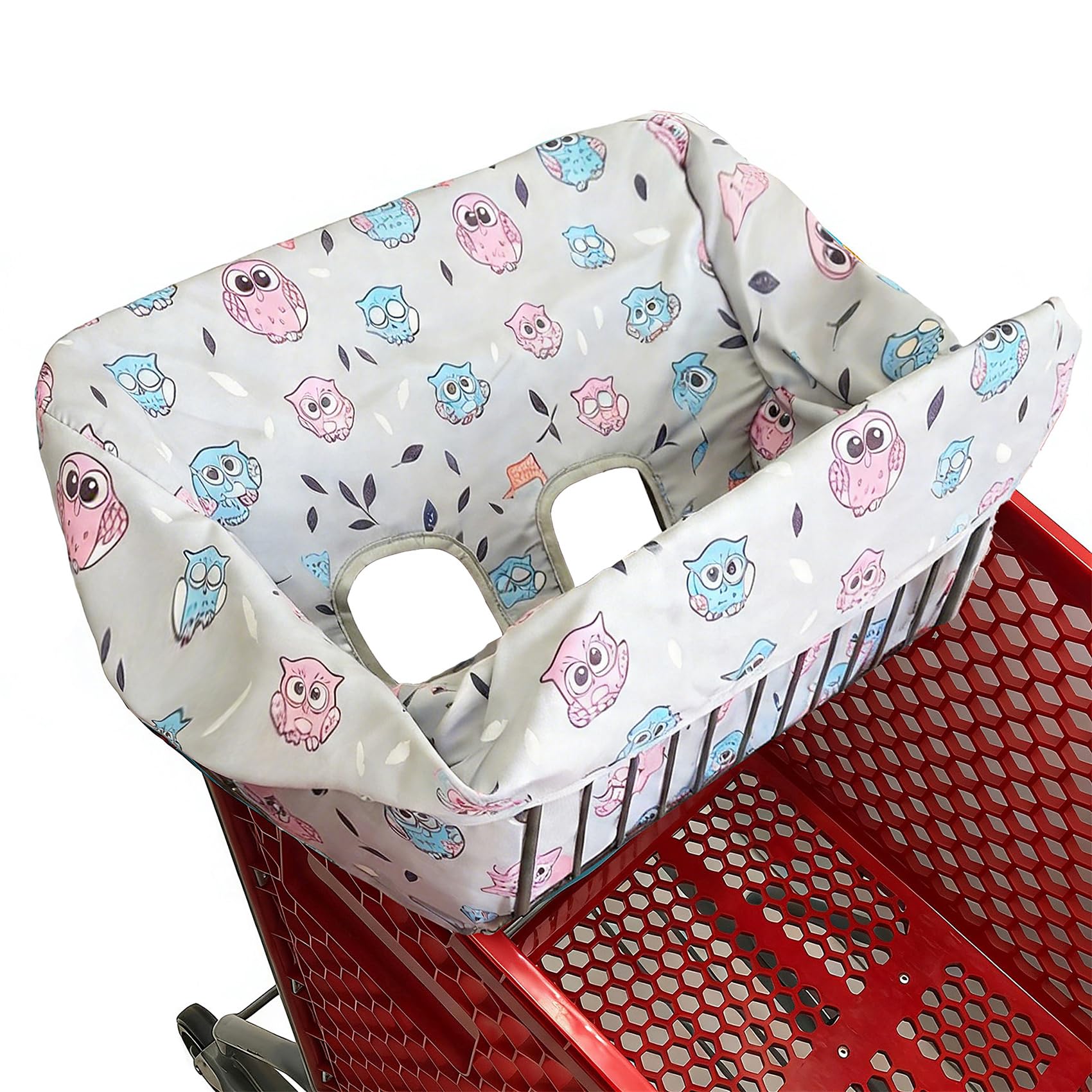 Funda portátil para carrito de la compra, fundas para silla alta y carrito de comestibles para bebés, niños, bebés y niños pequeños, incluye bolsa de transporte (simple búho gris)