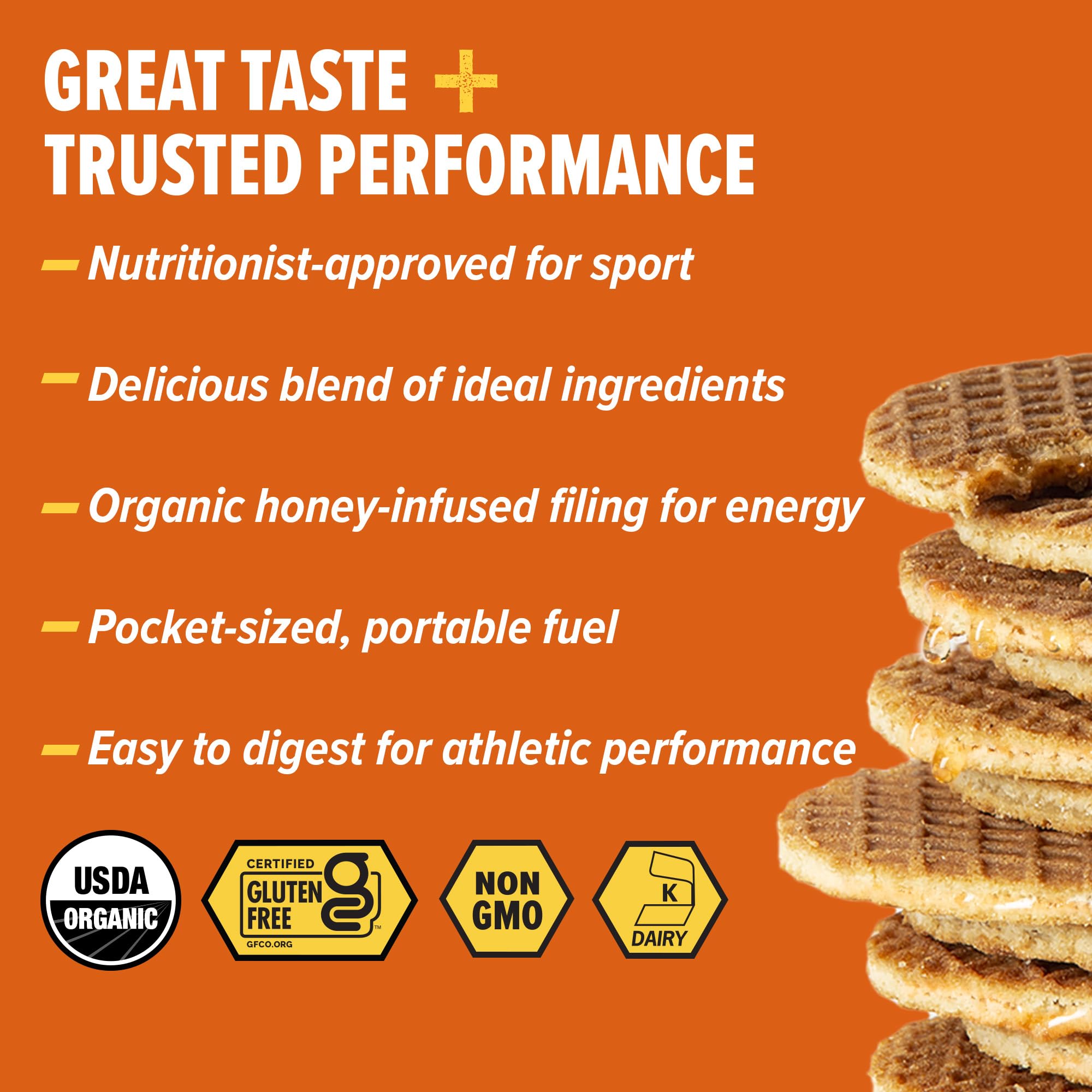 Honey Stinger Organic Gluten Free Salted Caramel Waffle, Energy Stroopwafel for Exercise, Endurance and Performance, Sports Nutrition for Home & Gym, Pre & Post Workout, 16.96 Ounces (Pack of 16) — Amazon image 3